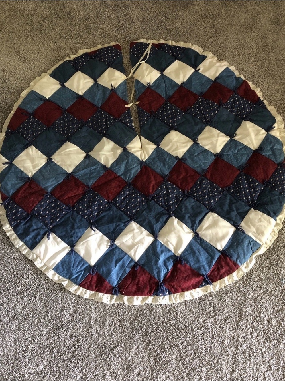 Homemade Patchwork Tree Skirt - 51” Diameter